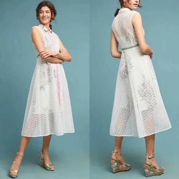 Anthropologie ivory floral shirtdress - Picture 4 of 4